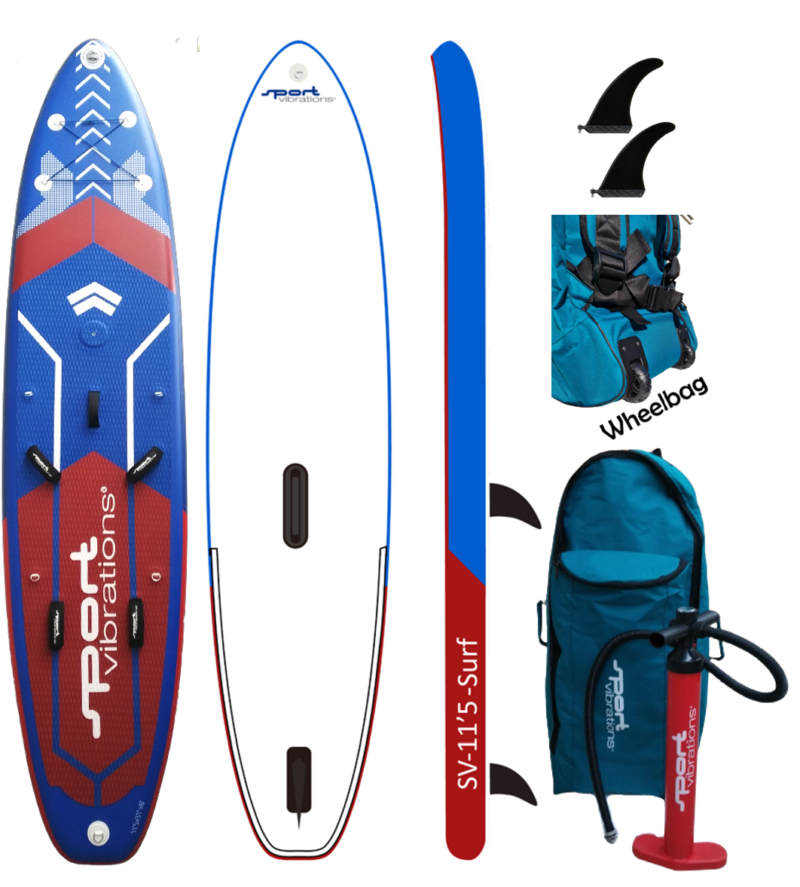 SV-11'5 Surf-SUP Windsurf Pumpe Bag Finnen